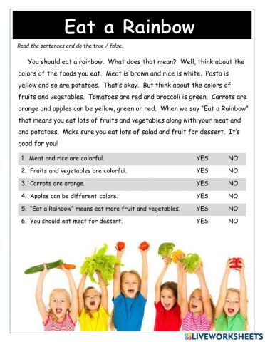 -Eat a Rainbow- Healthy Eating Reader