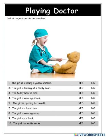 Playing Doctor True-False Photo Activity