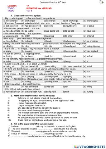 Infinitive or Gerund (part II)