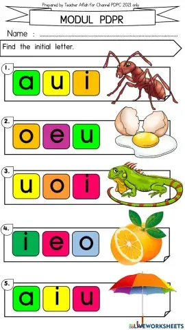 Vowel a e i ou