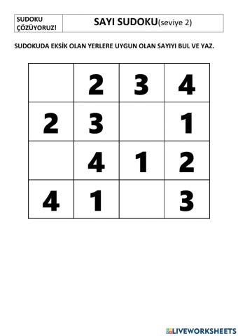 Sudoku seviye 2