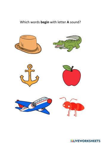 Which words begin with letter A sound?