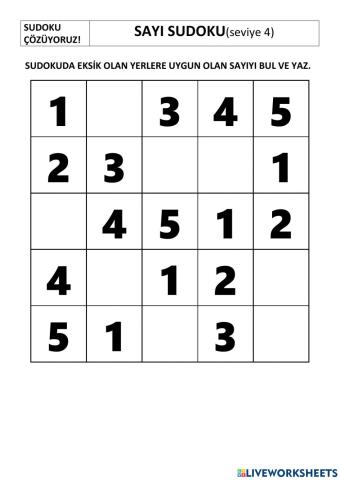 Sudoku seviye 4