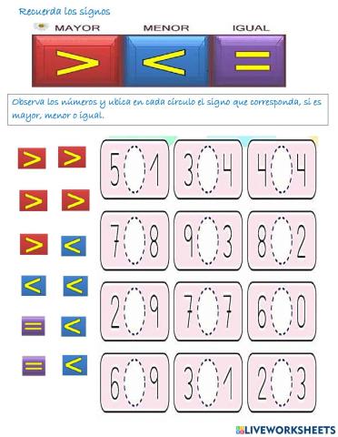Mayor, menor, igual