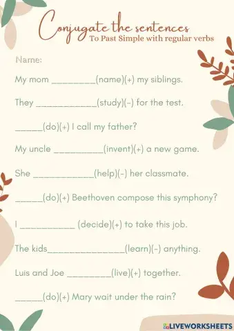 Conjugate sentences with regular verbs