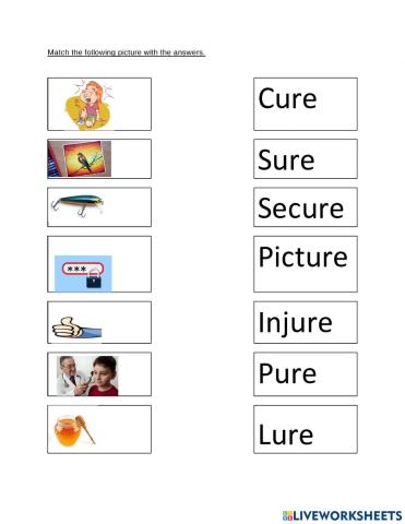 Match the following 'ure' sounds