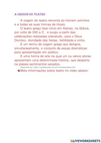 A origem do teatro