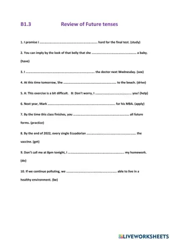 B1.3 Unit 2 Practice of Future forms