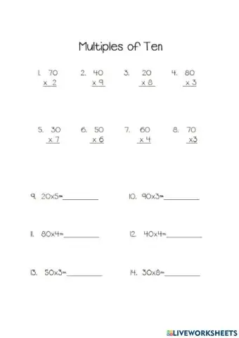 Multiplay by multiples of tens