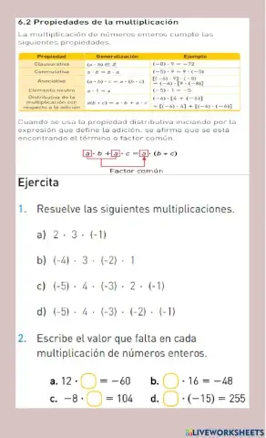 Multiplicación de números Enteros