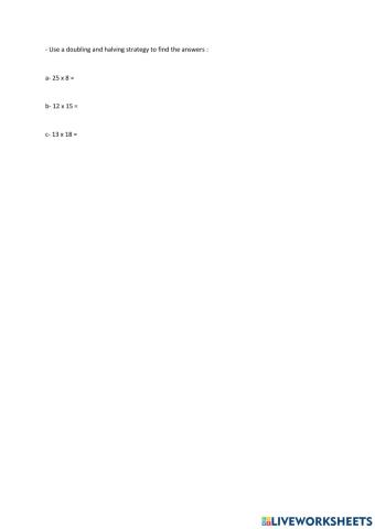 Multipling by doubling and halving