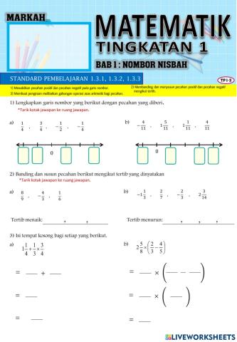 Matematik tingkatan 1: wakil, banding dan buat pengiraan bagi pecahan