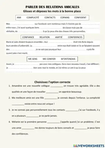 Parler de relations amicales