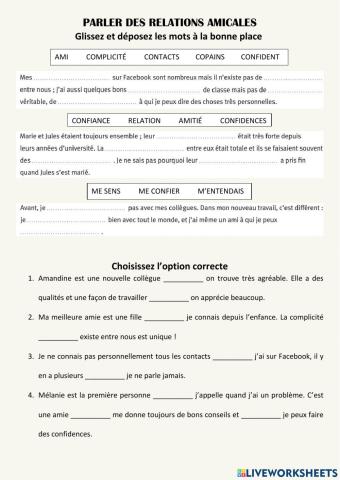 Parler de relations amicales