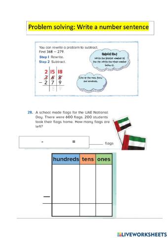 Write a number sentence: Problem solve