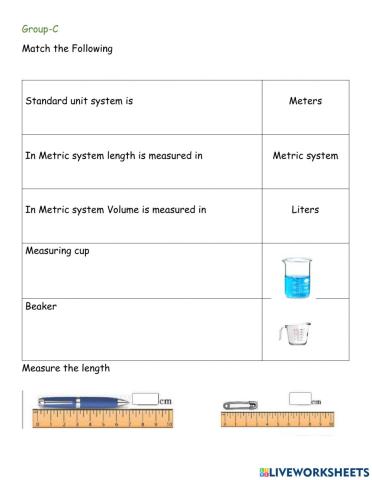 Measuring of matter L-1 G-C