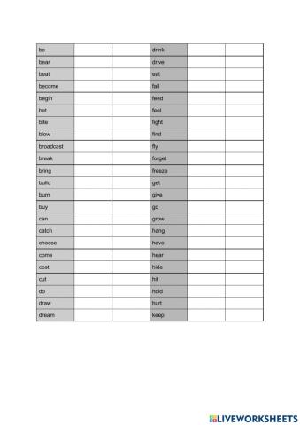 Irregular verbs