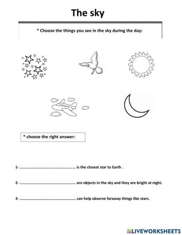 The Sky Worksheet
