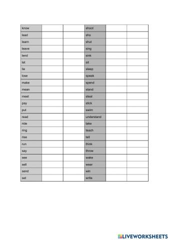Irregular verbs