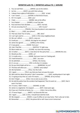 Gerunds and infinitives