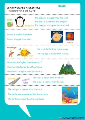 Comparatives Adjectives Exercises
