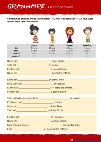 GRAMMAIRE - Comparaison