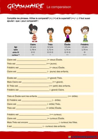 GRAMMAIRE - Comparaison
