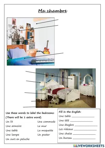 Room labelling in French
