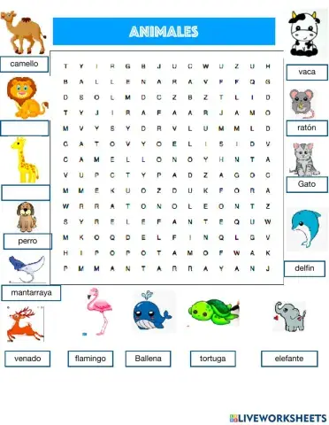 Sopa de Letras - Animales