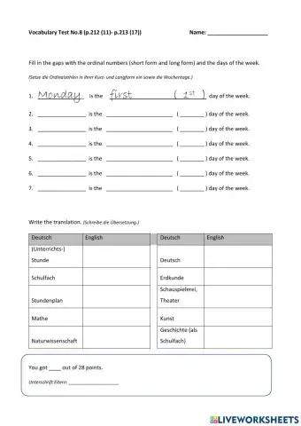 Vocabulary Test no 8