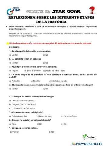 Test etapes de la història