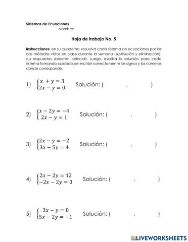 Sistemas de Ecuaciones lineales