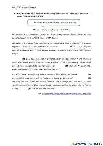 Emelt érettségi 2015. 10. Grammatik 4-5.