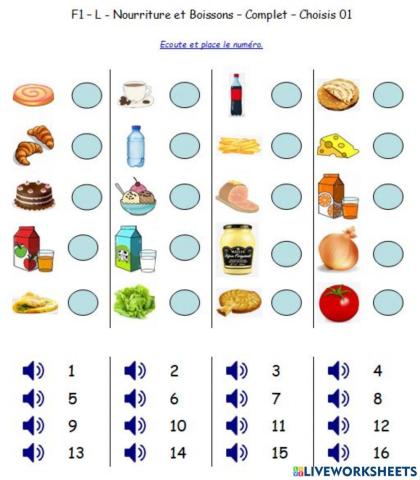 F1- L - Nourriture et boissons - Complet - Choisis 01