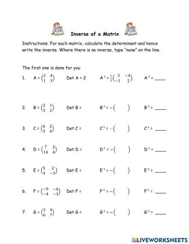 Determinant and Inverse of a Matrix
