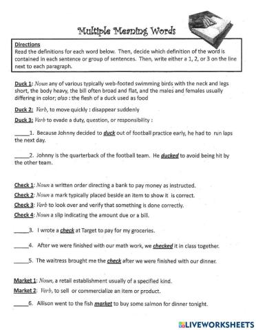 Multiple Meaning Words