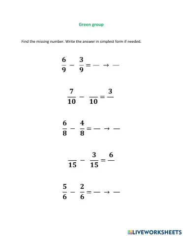 Subtract like fractions
