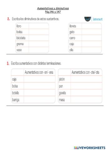 Español 3G-Aumentativos tarea