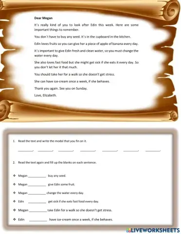 Modal verbs writing activity