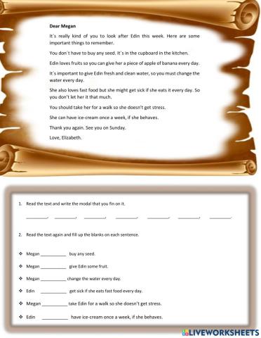 Modal verbs writing activity