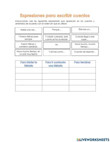 Expresiones para escribir textos