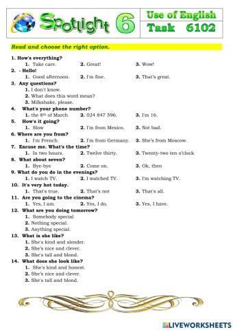 Spotlight 6 Task 6102