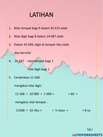 Latihan nilai tempat