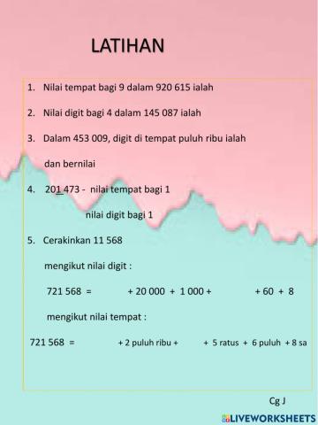 Latihan nilai tempat