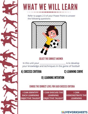 Football Learning Intention