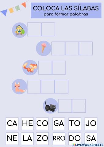 Coloca las sílabas