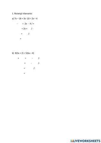 Równaniaz jedną niewiadomą