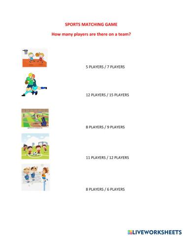 Sports matching game