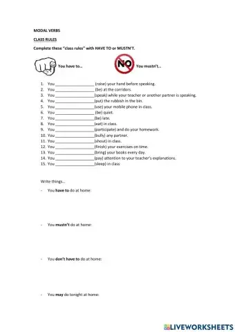 Modal verbs - Class rules
