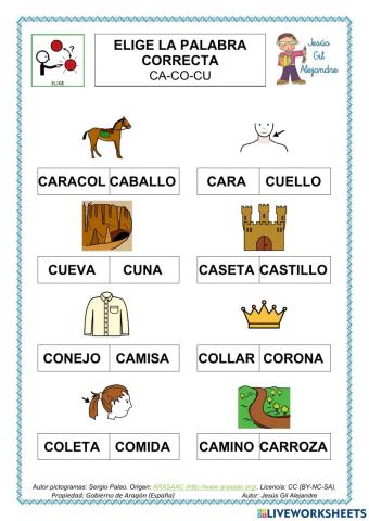 Elige la palabra correcta CON ca co cu mayúsculas